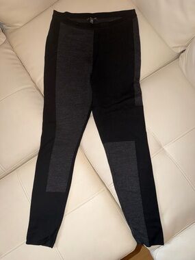 Eileen Fisher Black and Charcoal Two-Tone Knit Leggings